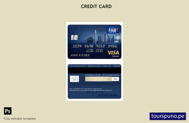 lista para imprimir la plantilla clásica de visa bancaria de los EAU First Abu D